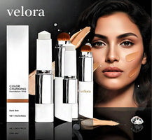 2 - in - 1 Color - Changing Foundation Stick Lightweight, moisturizing formula that brightens and evens skin tone. Adapts to all skin types for an effortless, flawless finish. - VELORA
