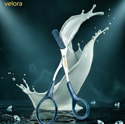 Pink Eyebrow Scissors with Comb Precise & safe Stainless steel Perfect eyebrow shaping - VELORA