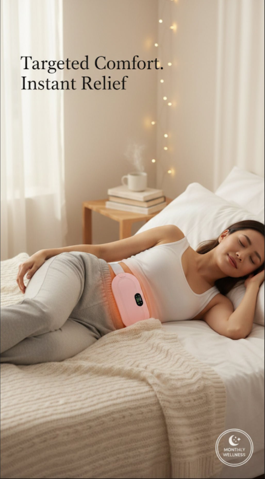 Rechargeable Menstrual Heating Pad | Period Pain Relief Belt & Heated Waist Massager - VELORA